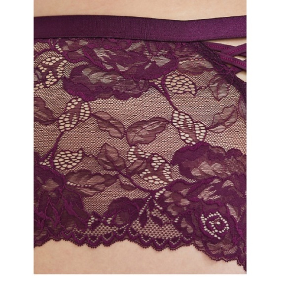 3 for $30 Panty Sale  GRAPE PURPLE LACE LATTICE CHEEKY SHORT -2X 0102 - Picture 4 of 6